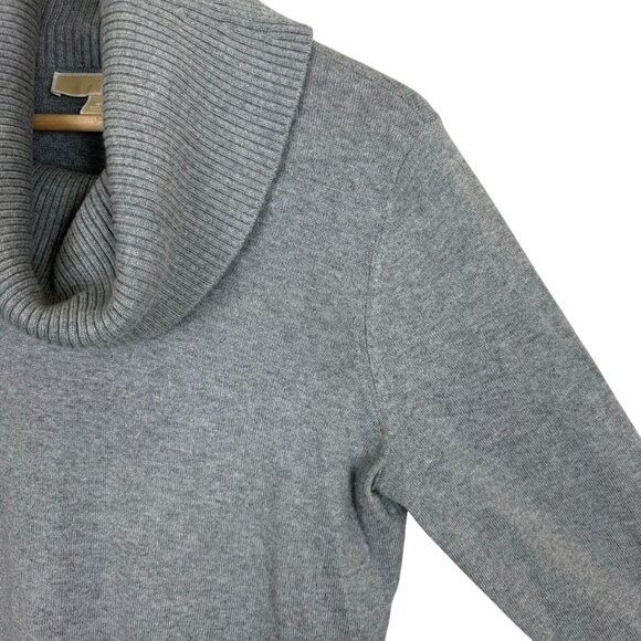 Michael Kors Cowl Neck Sweater Medium Long Sleeves Zipper Details Gray - Picture 5 of 10